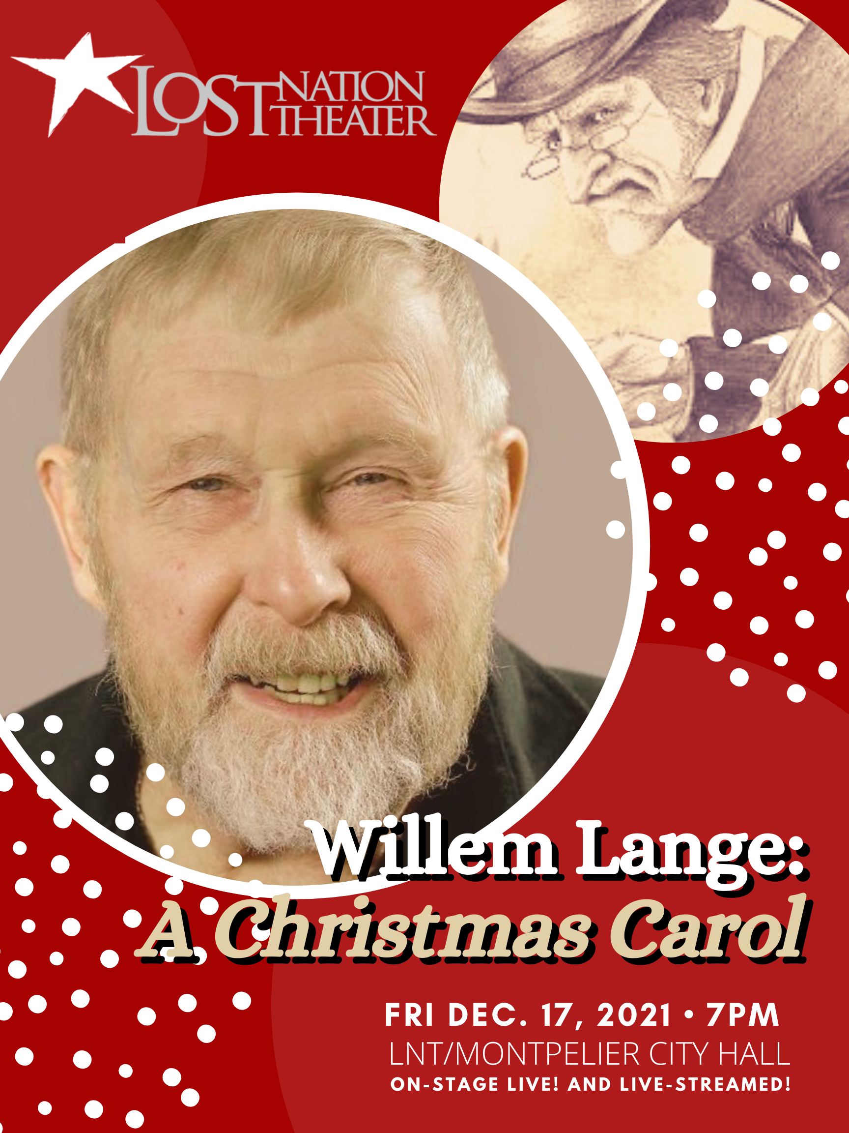 poster of Willem Lange for reading of A Christmas Carol